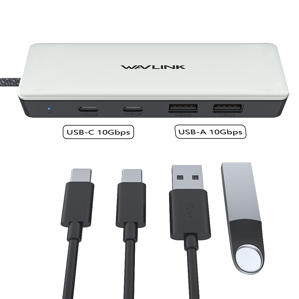 USB-C 3.2 Gen2 10Gbps Hub with 2C and 2A Ports SuperSpeed USB 3.2 Hub 5