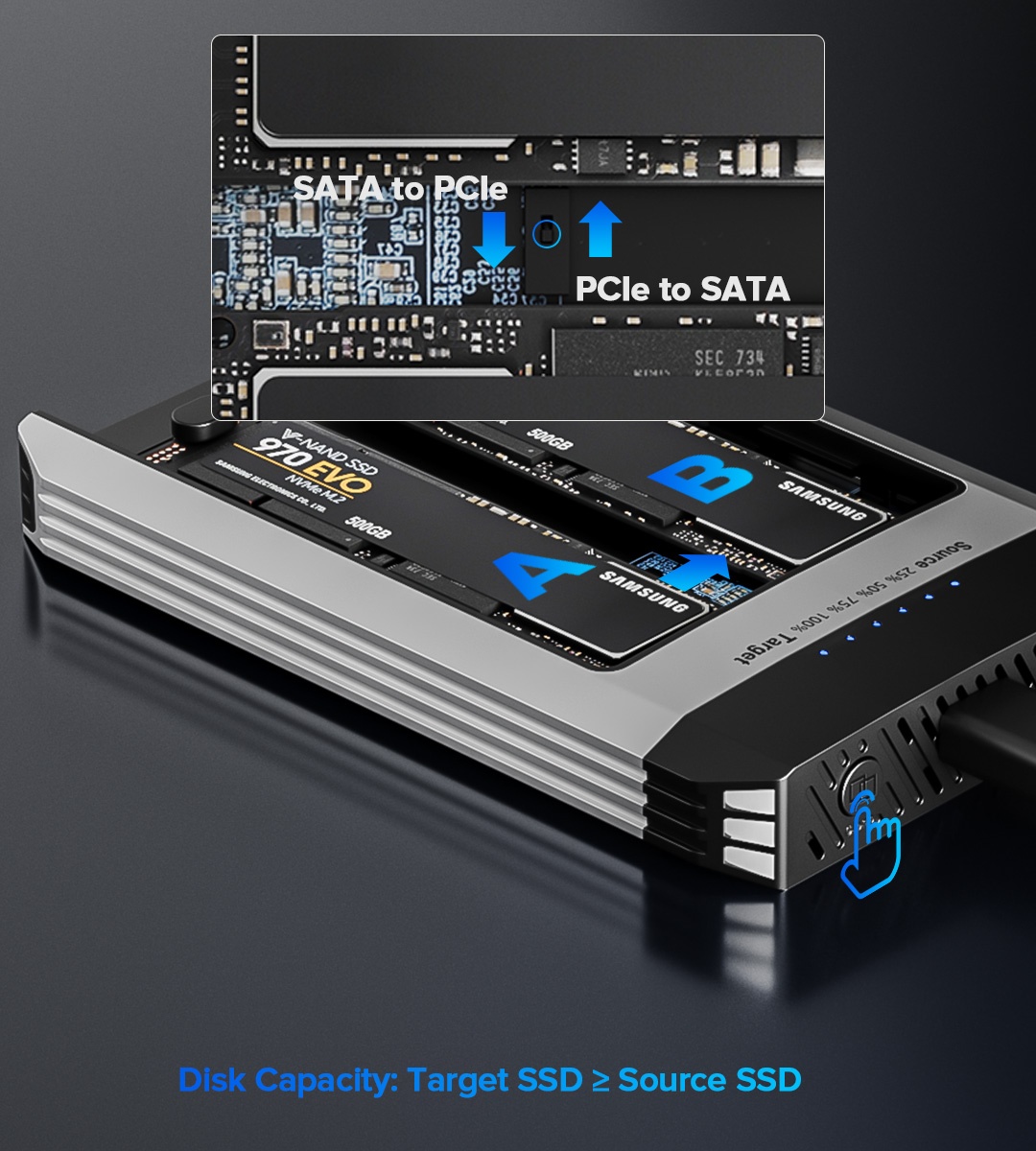 WAVLINK M.2 2230 NVMe/SATA Enclosure Magnetico USB 3.2 10Gbps | Case Esterno In Alluminio Per SSD
