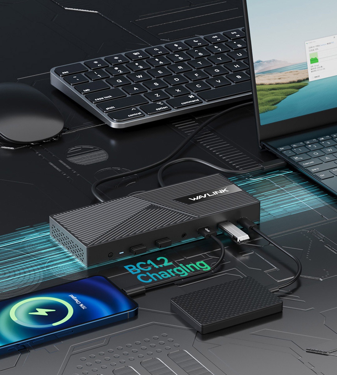 USB-C 10G Triple 4K Display KVM Docking Station With Dual 100W