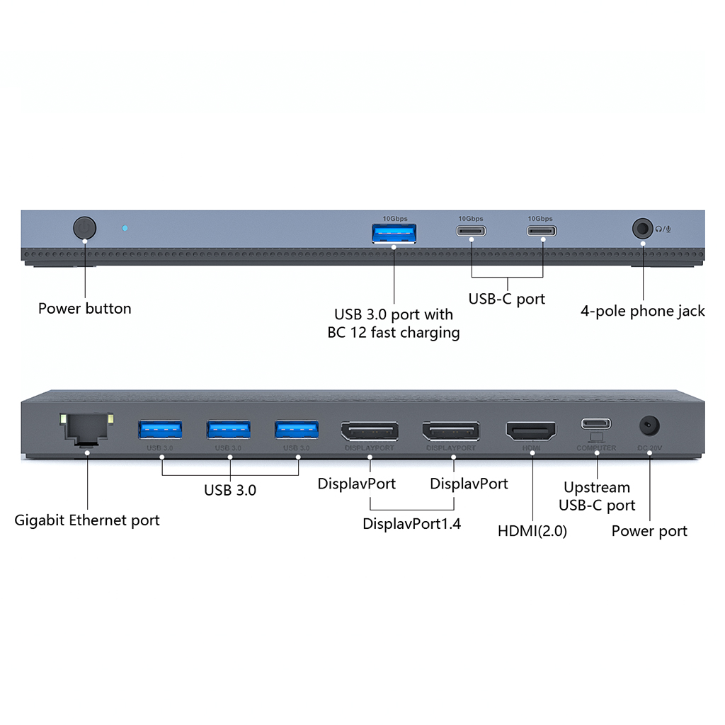 WL-UMD01M USB-C 10G Triple Display Docking Station With Power Delivery up to 65W 2