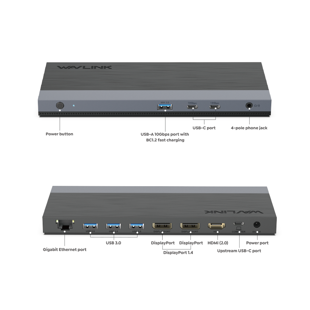 WL-UMD01M USB-C 10G Triple Display Docking Station With Power Delivery up to 65W 5