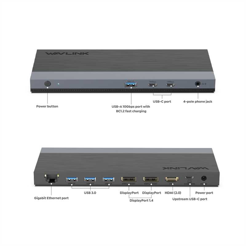 WL-UMD01M-Pro USB-C 10G Triple Display Docking Station With Power Delivery up to 100W 5
