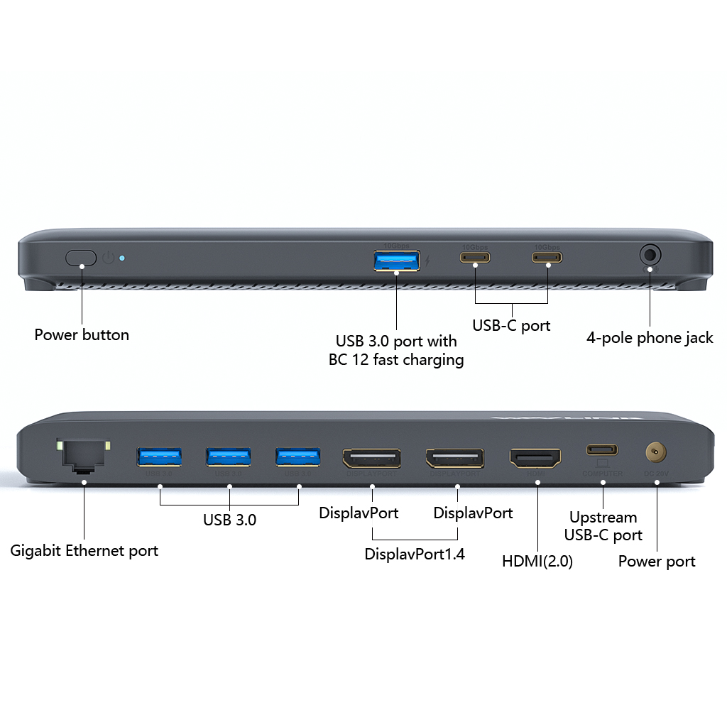 USB-C 10G Triple Display Docking Station With Power Delivery up to 65W 2