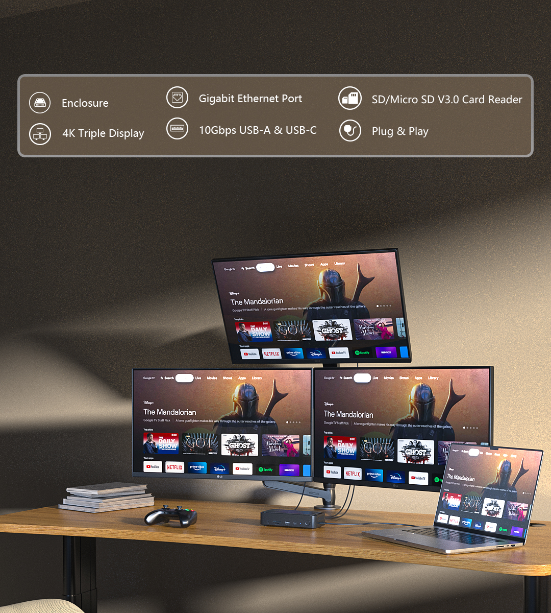 USB-C 4K Triple Display 13-in-1 Docking Station with M.2 PCIe and