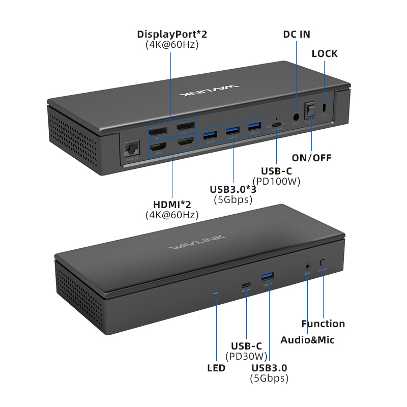 11-in-1 Wireless & USB-C Docking Station with Dual Displays and 100W Power Delivery 2
