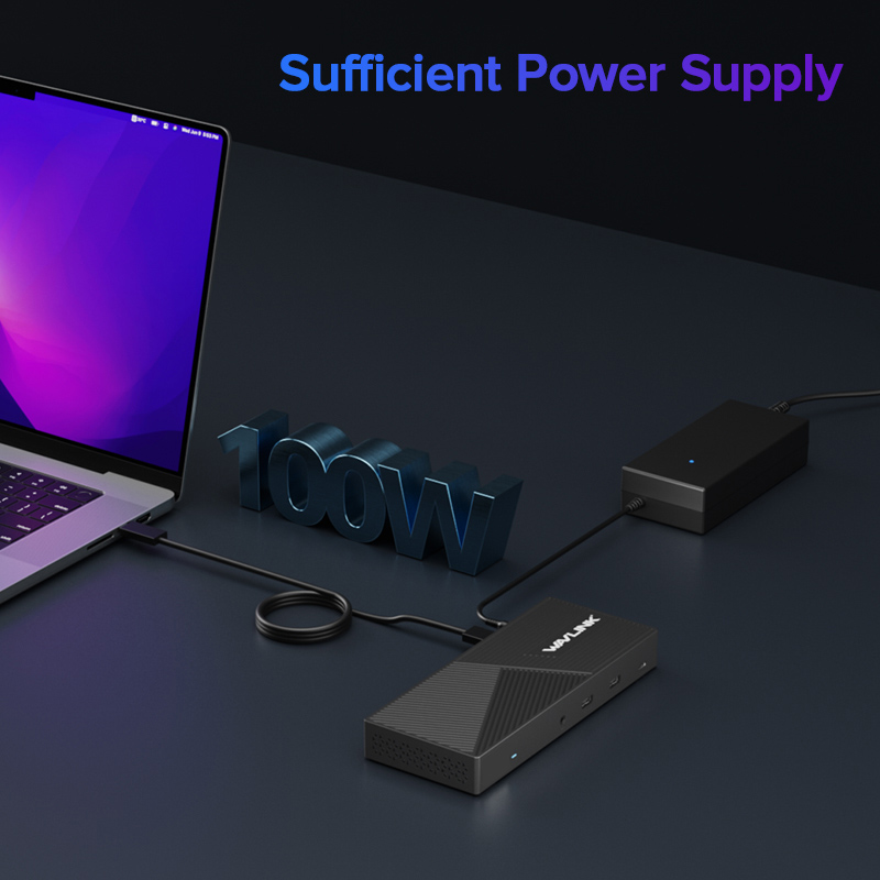WAVLINK USB-C HDMI and DisplayPort Triple Display 4K@60Hz 10-in-1 Universal Docking Station with 100W Power Delivery 4