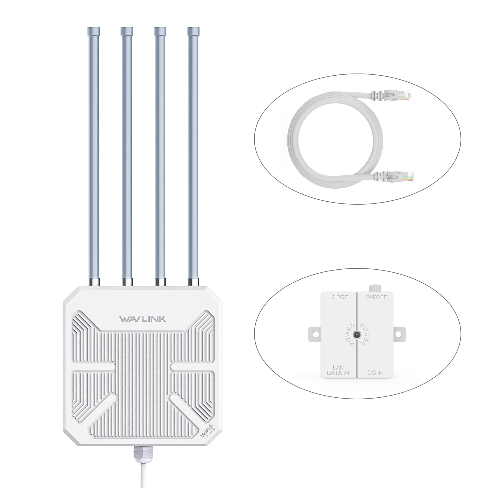 WAVLINK WiFi6 Outdoor Access Point, Dual Band 2.4G+5G AX3000 Long Range Outdoor WiFi Mesh Extender with PoE/4x8dBi High-gain Antennas/IP67 Weatherproof Enclosure/Signal Booster Amplifier
