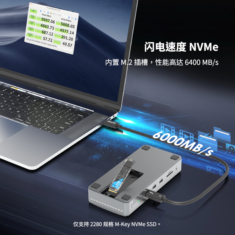 WAVLINK 13 合 1 雷电 5 扩展坞：高达120Gbps，140W PD 3.1，6400MB/s M.2 插槽 3