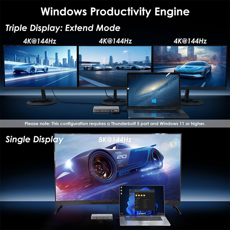 WAVLINK 13-in-1 Thunderbolt 5 Dock: up to 120Gbps, 140W PD 3.1, 6400MB/s M.2 SSD Slot 5