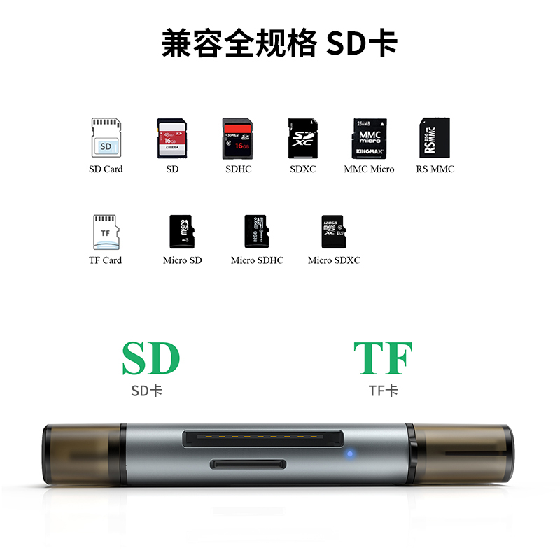 便携式二合一SD/微型SD3.0读卡器 2