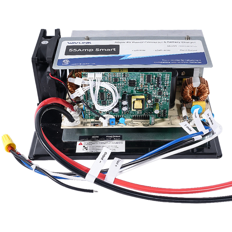 睿因800W智能房车充电器，最大55A多阶段式充电&nbsp;，适用于12V锂/铅酸电池，带可换保险丝与六重保护，房车/船艇专用电源转换器