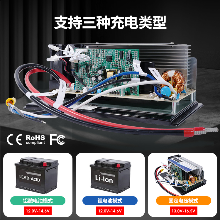 睿因800W智能房车充电器，最大55A多阶段式充电&nbsp;，适用于12V锂/铅酸电池，带可换保险丝与六重保护，房车/船艇专用电源转换器 3