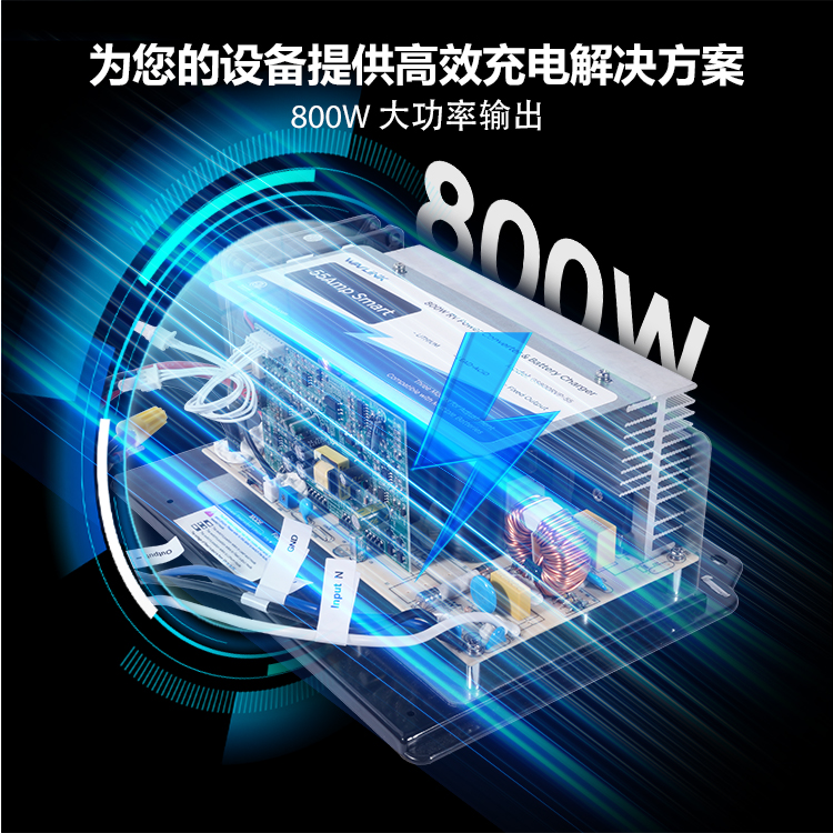 睿因800W智能房车充电器，最大55A多阶段式充电&nbsp;，适用于12V锂/铅酸电池，带可换保险丝与六重保护，房车/船艇专用电源转换器 4