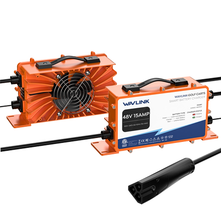 GS950C 三角插 48V/15A高尔夫球车智能充电器，810W输出，IP67防水，多电池兼容，PWM智能充电