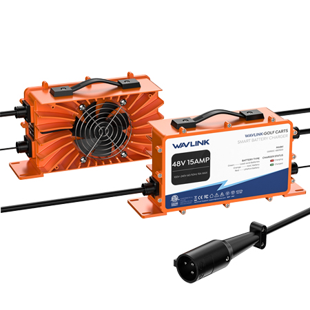 GS950C 48V/15A高尔夫球车智能充电器，810W输出，IP67防水，多电池兼容，PWM智能充电