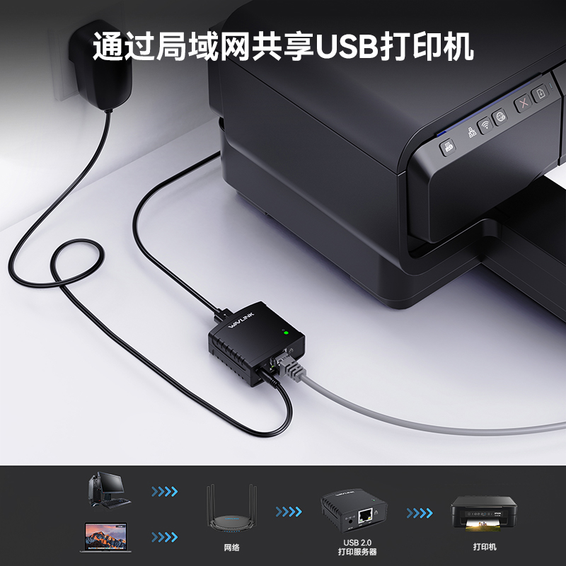 USB 2.0网络打印服务器 | 支持LPR协议，10/100Mbps高速传输 2
