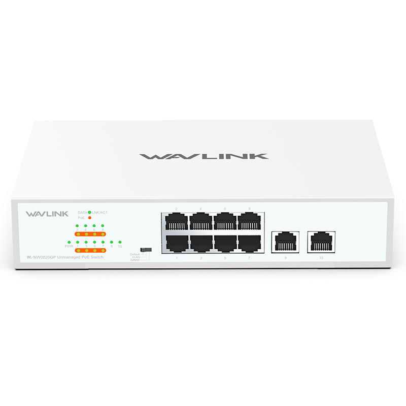 睿因10端口千兆以太网交换机，配备8个PoE端口，总PoE+功率120W，支持IEEE 802.3at/af标准&mdash;即插即用，支持机架安装以及墙面安装