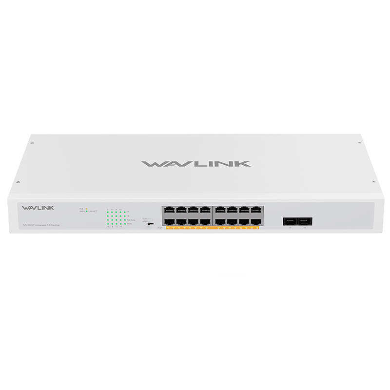 睿因18端口千兆以太网交换机，配备16个PoE端口，总PoE+功率250W，支持IEEE 802.3at/af标准&mdash;&mdash;即插即用，支持机架安装以及桌面放置