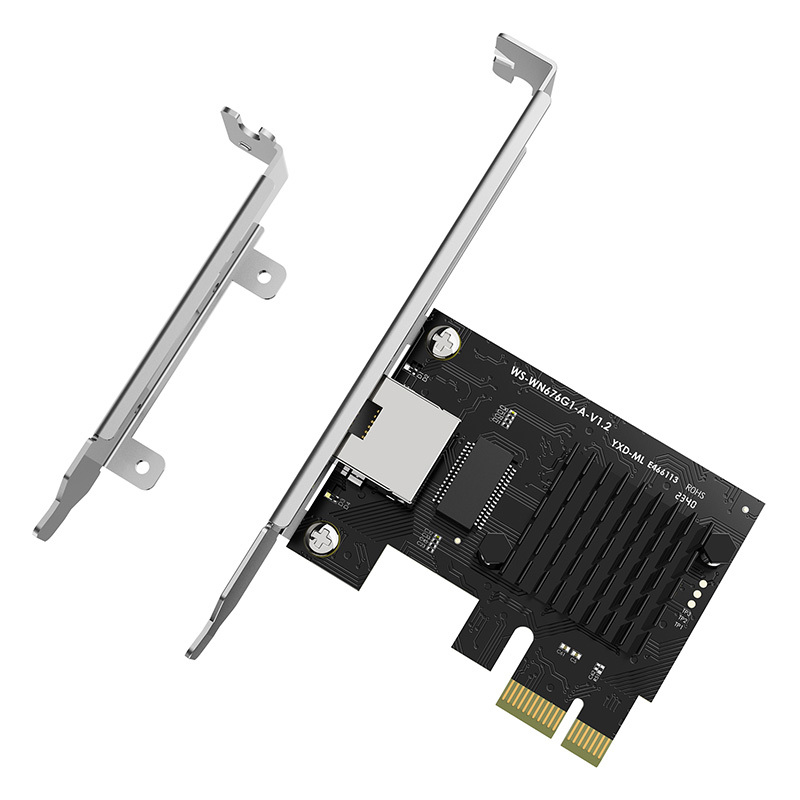 睿因2.5G Base-T PCIe有线网卡，搭载RTL8125B芯片，速率自适应2500M/1000M/100M，兼容Windows11/10/8/8.1/7与Linux系统，附赠半高挡板，小机箱也能安装
