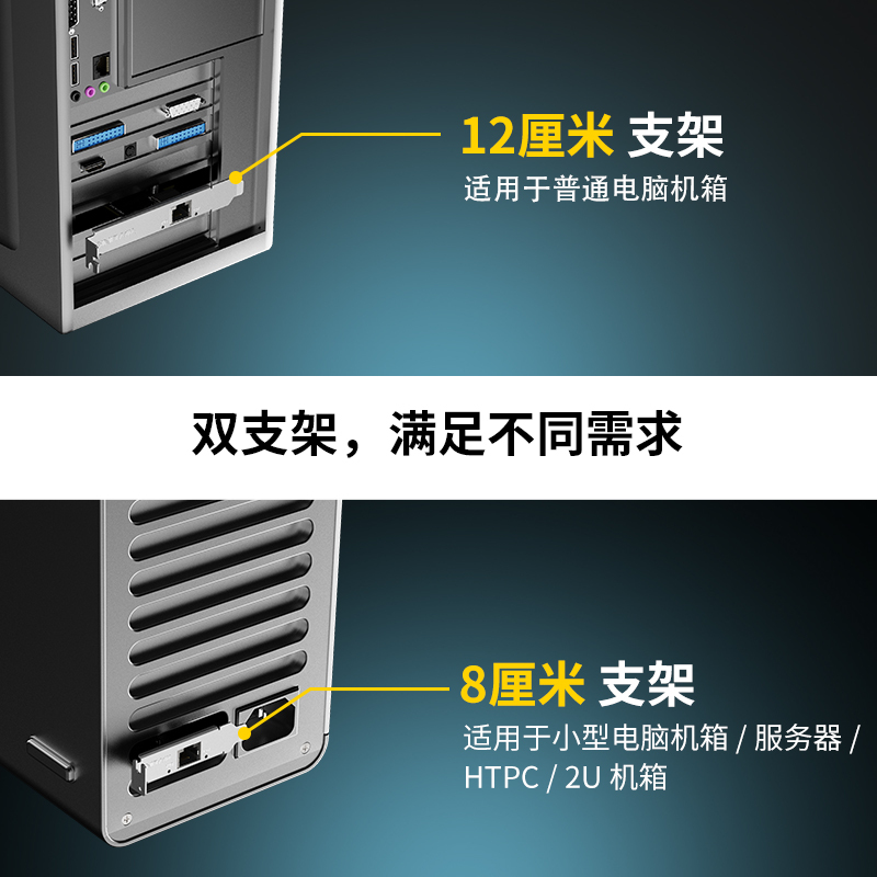 睿因 PCIe 网卡，5Gbps 高速传输，兼容 2.5G/1G/100Mbps，支持网络唤醒（WOL）与 PXE启动，配备全高 / 半高双档片，兼容标准机箱与迷你塔式主机，兼容 Windows 10/11 6