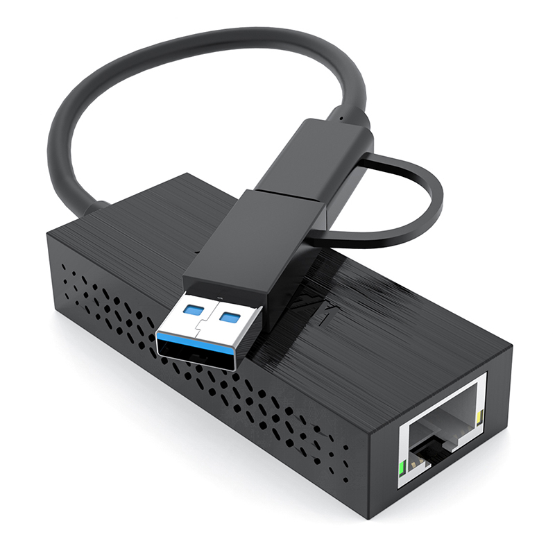 睿因 USB3.2 5Gbps 网卡 , USB-A/USB-C 二合一网卡, 兼容 USB C/Thunderbolt 3 或 USB 3.2 笔记本