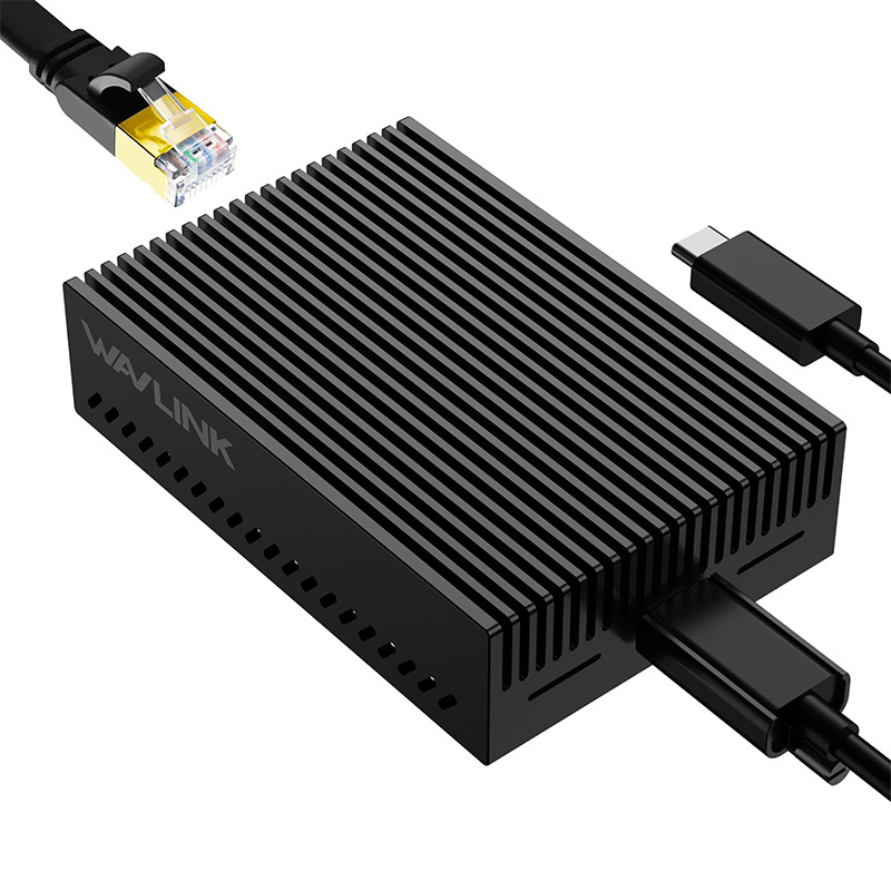 睿因USB-C万兆网卡(USB 3.2 Gen 2x2)，支持10G/5G/2.5G/1G/100M/10M自适应速率，精致铝合金设计，附带20Gbps USB-C数据线，游戏、流媒体传输及办公的理想之选