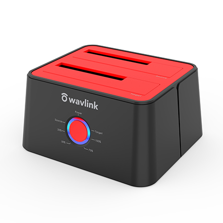 睿因外置双盘位硬盘底座，USB3.0 转 SATA I/II/III，支持 2.5/3.5 英寸机械硬盘 / 固态硬盘，具备离线拷贝功能