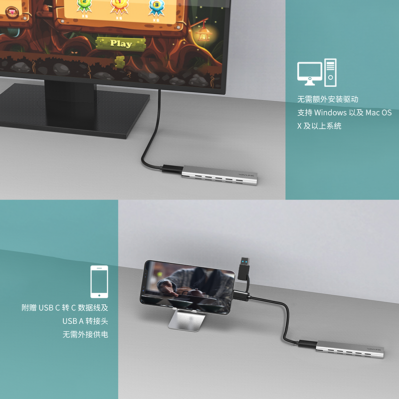 睿因双协议 M.2 硬盘盒，Type-C 高速10Gbps，支持 2230/2242/2260/2280 固态硬盘，免驱外置 SSD 盒 5