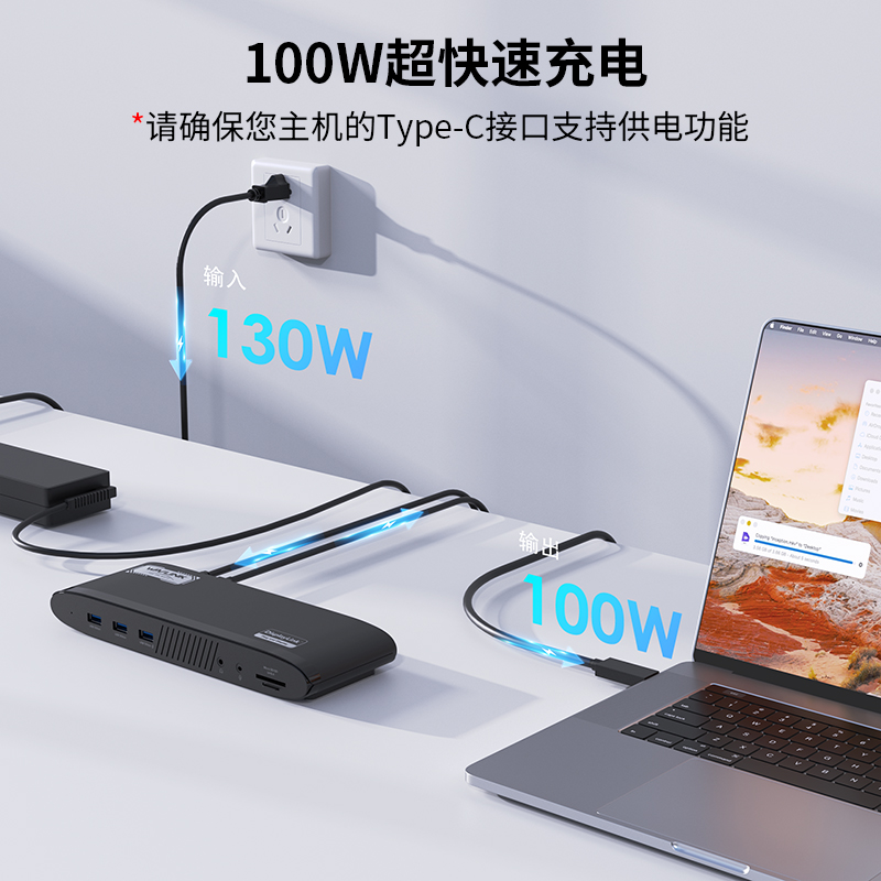 双2K+4K DisplayLink通用扩展坞，适配Mac M1-M4/Windows，13合一接口，100W充电 4