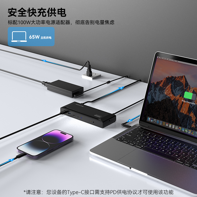 WL-UG63PD2： 睿因单4K多合一扩展坞（15合1），USB-A/USB-C通用笔记本扩展坞，支持双显示器（2个HDMI/DisplayPort接口），65W PD快充，6个USB 3.0接口，适用于Mac（Intel/M1/M2/M3/M4/M5）、联想、戴尔、惠普、华硕等笔记本电脑 4