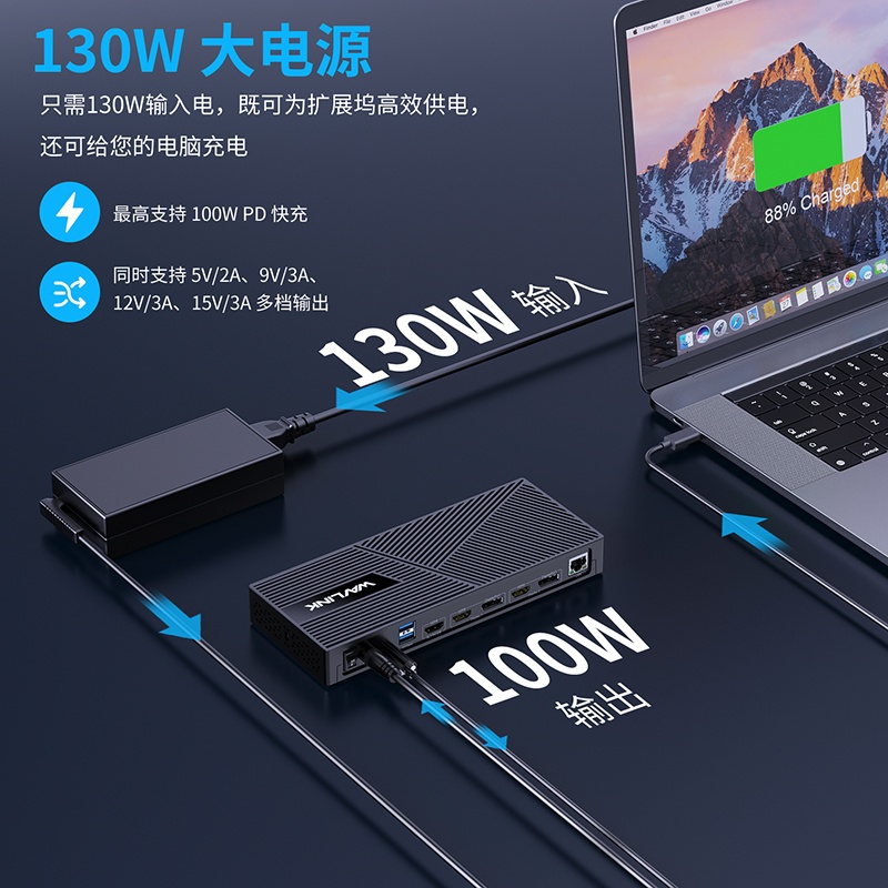 睿因三屏异显 15 合 1 Type-C 扩展坞，通用 Intel/M1/M2 芯片，新款MacBook Neo / 戴尔 / 华硕等设备，支持 100W 快充 4K HDMI + 双 HDMI/DP 双 Type-C + 四 USB-A 千兆网口 音频麦克风 6