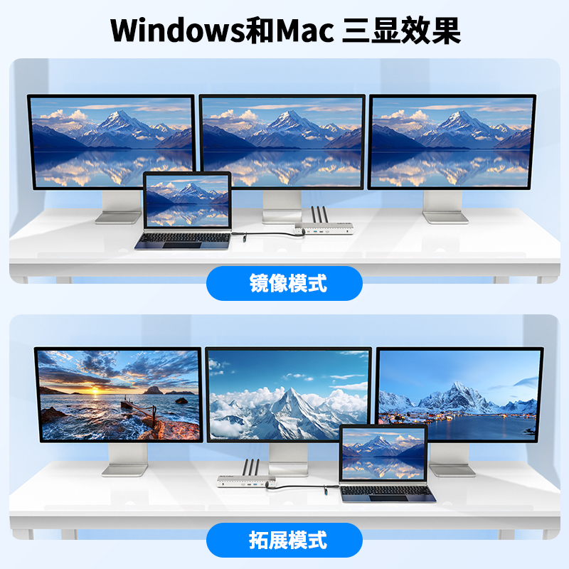 WAVLINK三显4K USB-C扩展坞 - 配备3个HDMI、2个DP接口，支持100W PD充电，2.5G以太网 3