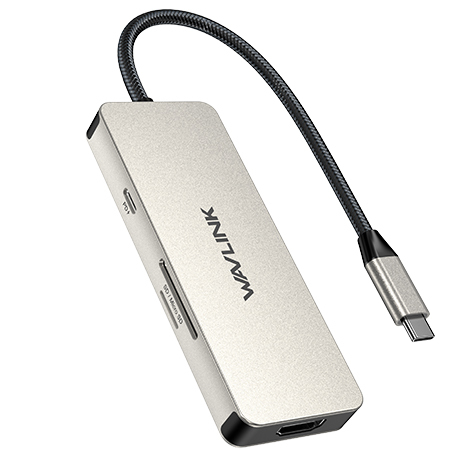 7合1 USB-C多功能适配器：支持4K HDMI、100W PD快充、3xUSB 3.1(5Gbps)及SD/TF卡读取，适用于MacBook Pro/Air, iPad Pro, Surface, XPS及雷电3/4笔记本