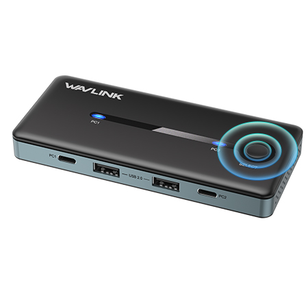 USB-C 8K HDMI KVM切换器可接入一个显示屏两个电脑，8K@60Hz/4K@144Hz KVM切换器支持两个电脑共享显示器、键盘、鼠标和打印机，支持EDID自适应，配备3个USB 2.0，兼容Windows/Mac