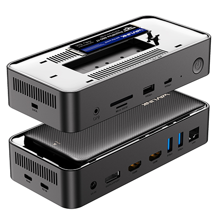 睿因13合1 USB-C 8K扩展坞：支持100W PD快充，配备10Gbps接口、M.2 NVMe硬盘盒及2.5G网口，兼容Windows/Mac