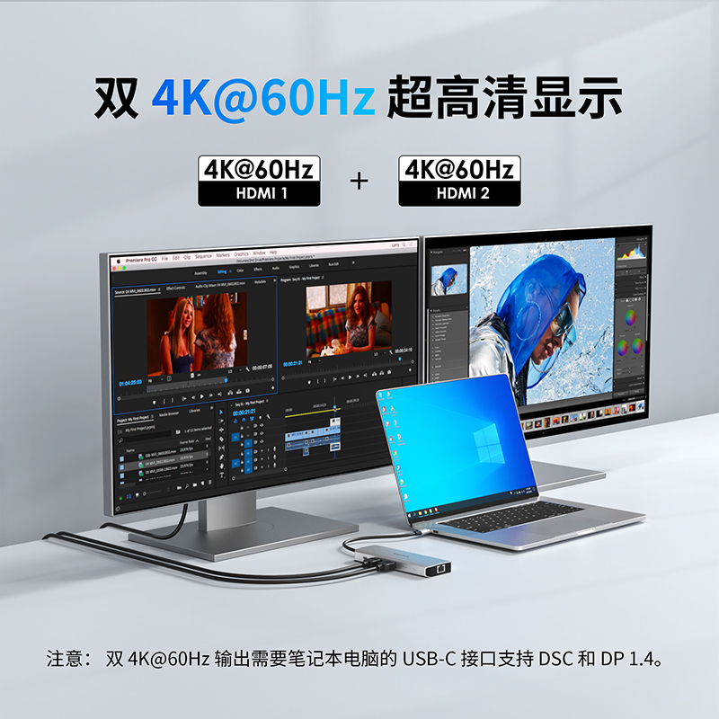 WAVLINK 双 4K USB-C 扩展坞，125W PD，2.5G 网口，高速 USB 与 SD/Micro SD 3