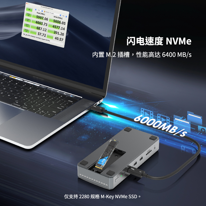 WAVLINK 13 合 1 雷电 5 扩展坞：高达120Gbps，140W PD 3.1，6400MB/s M.2 插槽 3