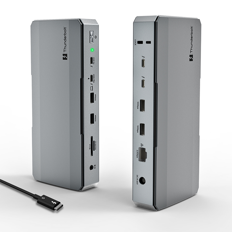 WAVLINK 雷电5拓展坞，12合1集线器，最高可达120Gbps传输速度，最大140W PD充电功率，支持三屏4K/双屏8K显示，适用于Mac和Windows的雷电5/4笔记本电脑