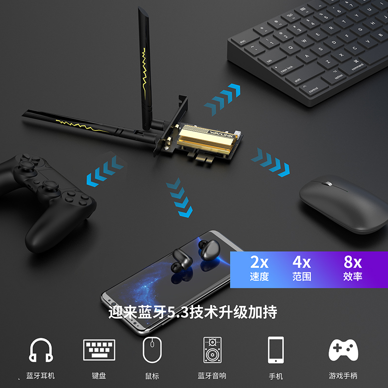 Wi-Fi 6E AX5400三频PCIe无线网卡 4