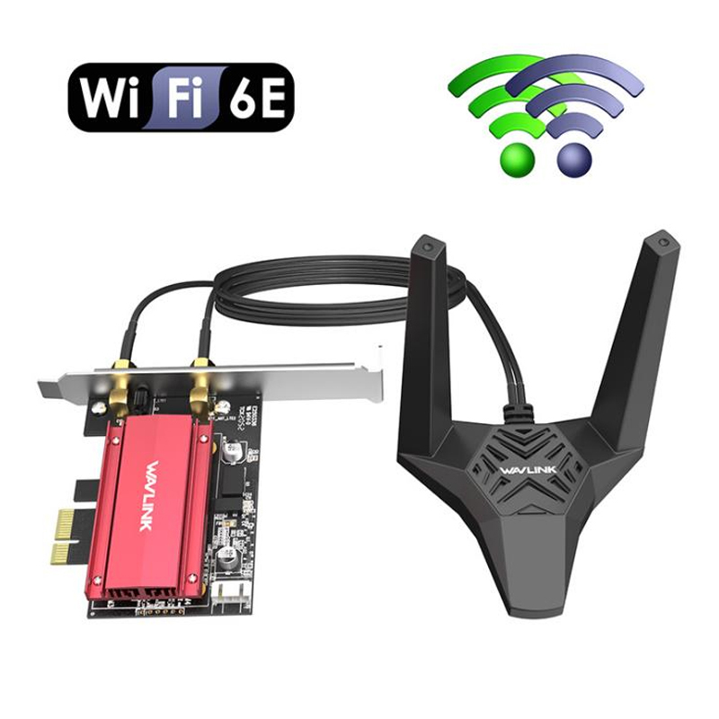 睿因AXE5400 WiFi 6E PCIe网卡，三频无线适配器，支持蓝牙5.3、MU-MIMO、WPA3、OFDMA，附带低矮支架和散热片，适用于Windows 10/11电脑