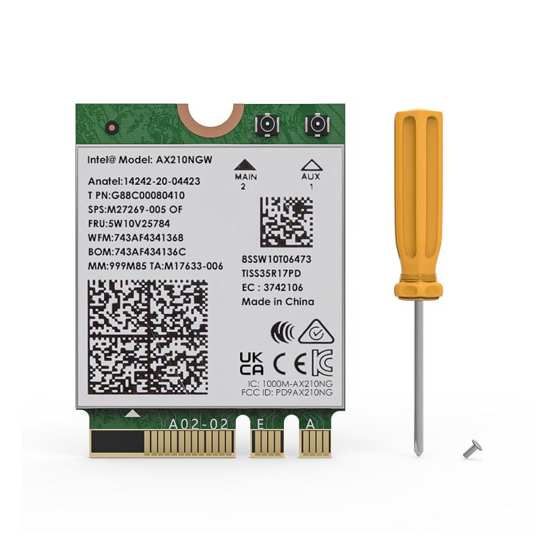 睿因AXE5400 WiFi 6E无线网卡，三频无线适配器，支持蓝牙5.3、MU-MIMO、WPA3、OFDMA，超低延迟，兼容Windows 10/11（64位）M.2/NGFF