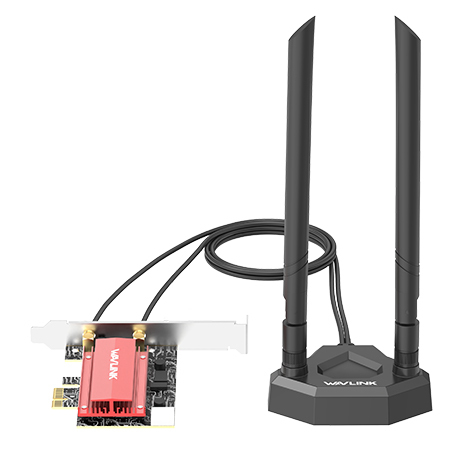 Wi-Fi 6E AX5400三频PCIe无线网卡带磁吸天线底座