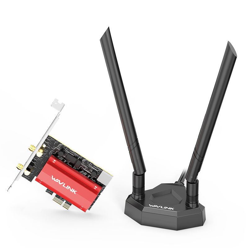 Wi-Fi 6E AX5400三频PCIe无线网卡带磁吸天线底座