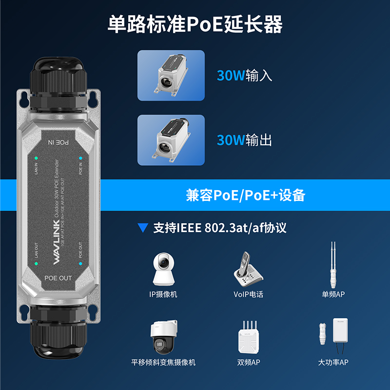 IP67防水千兆30W户外PoE信号延长器 3