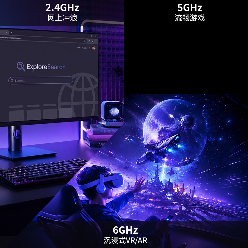 三频6500Mbps Wi-Fi 7 PCIe适配器（支持蓝牙5.4），BE6500台式机无线网卡支持MLO技术，配备2根5dBi天线与散热片，支持MU-MIMO/OFDMA/WPA3（仅支持Windows 11） 3