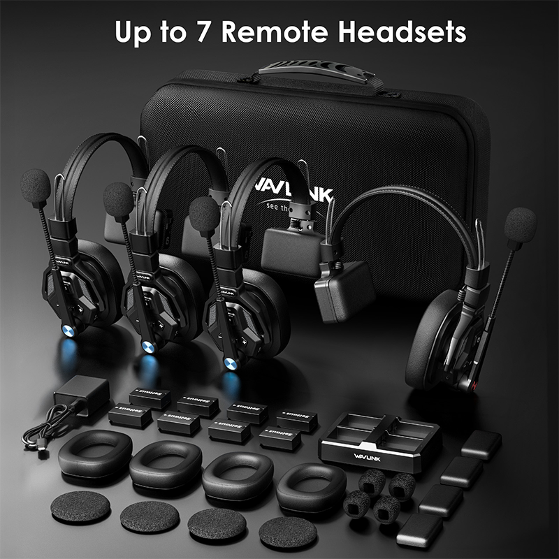 WAVLINK Full-Duplex Wireless Intercom Headset System, Designed for Teams of 2-8, AEC Noise Cancellation, 300M/984FT Transmission Range 5