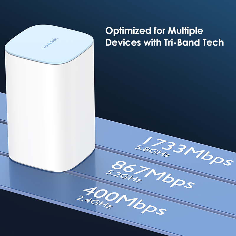 3000Mbps Tri-Band Wi-Fi Router &ndash; 8 High-Gain Antennas, One-Touch Setup, Advanced WPA3 Security, 3 Gigabit Ports 3