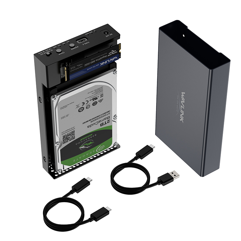 RapidFire U2C: WAVLINK M.2 NVMe & 2.5"/3.5" SATA HDD/SSD Dual-Bay Enclosure