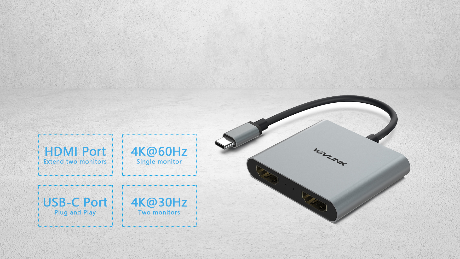 Adaptateur USB-C vers HDMI pour 2 moniteurs, MST