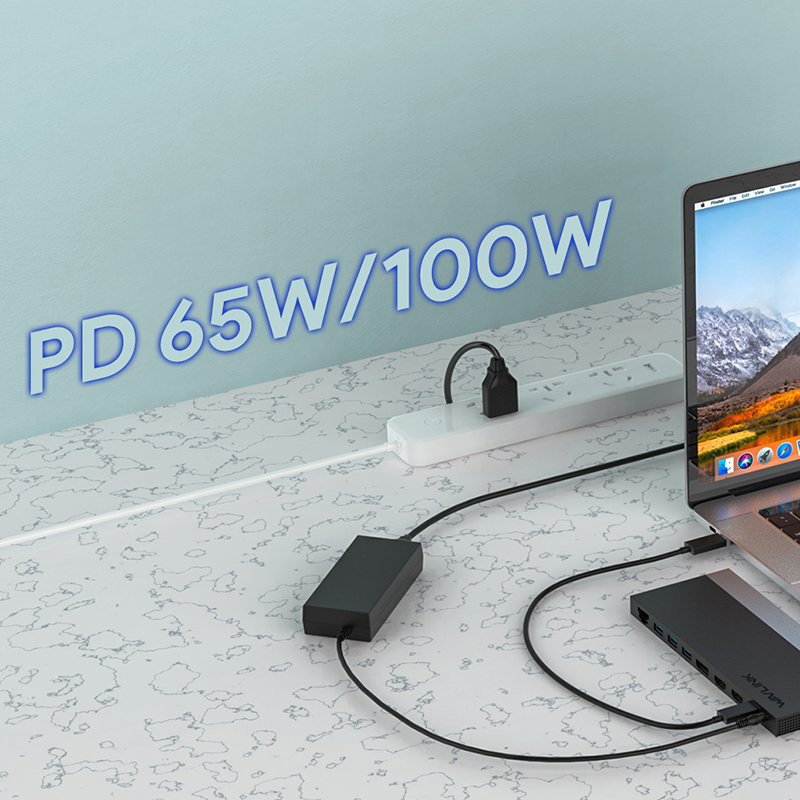 WL-UMD01R / WL-UMD01R PRO USB-C Triple Display 11-in-1 MST Docking Station with Power Delivery up to 100W to laptop 4